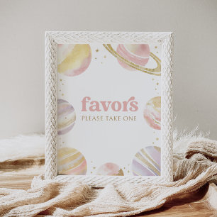Pink Outer Space Girl Birthday Favours Sign