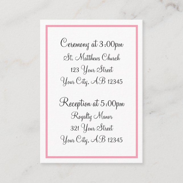 Pink Outline Guest Info Cards (Front)