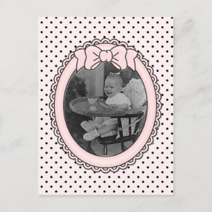 Pink Oval Frame with Bow - Customise with Your Pic Postcard