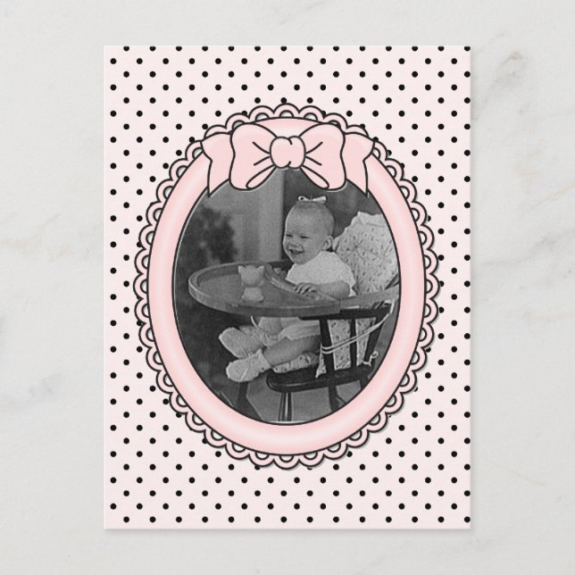 Pink Oval Frame with Bow - Customise with Your Pic Postcard (Front)