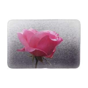 pink over grey bath mat