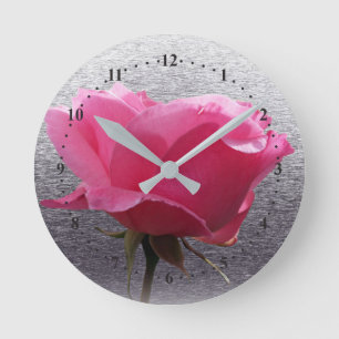pink over grey round clock