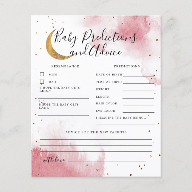 Pink Over The Moon Baby Predictions and Advice (Front)