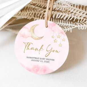 Pink Over the Moon Baby Shower Favour Tags