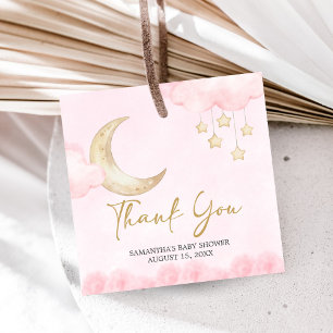Pink Over the Moon Baby Shower Favour Tags