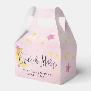 Pink Over the Moon, Baby Shower Moon Stars Favour Box