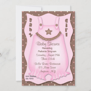 Pink Overalls Baby Shower Invitation