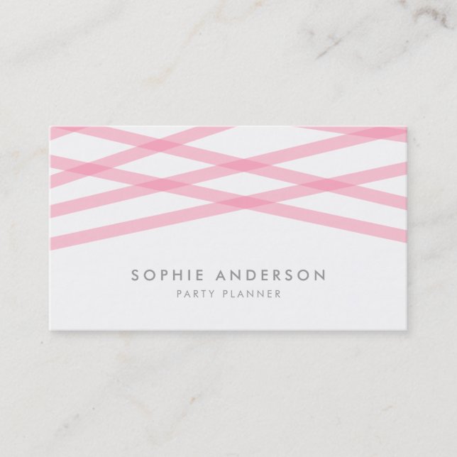 Pink Overlapping Lines Business Card (Front)