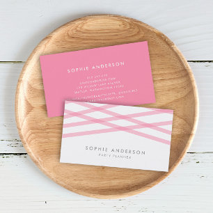 Pink Overlapping Lines Business Card