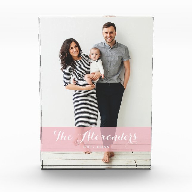 Pink Overlay | Personalised Family Photo Block (Front)