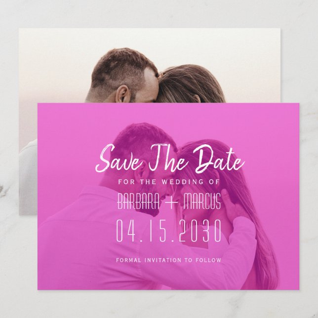Pink Overlay Photo  Save The Date (Front/Back)