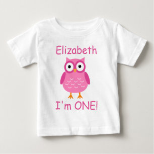 Pink Owl 1st Birthday For Her A02 Baby T-Shirt