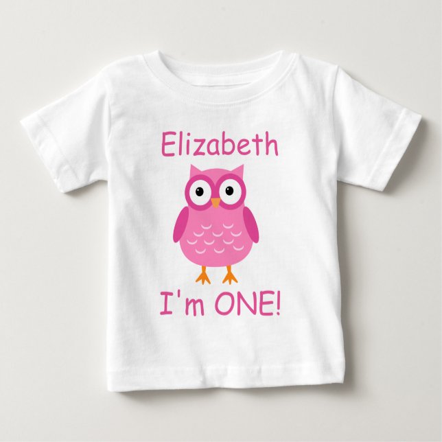 Pink Owl 1st Birthday For Her A02 Baby T-Shirt (Front)