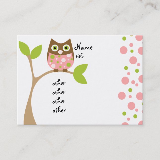Pink Owl Baby Business Card (Front)