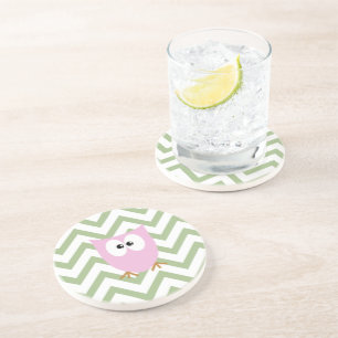 Pink Owl Baby Girl Coaster