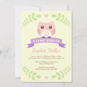 Pink Owl Baby Shower Invitation