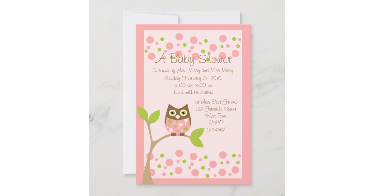 Pink Owl Baby Shower Invitation | Zazzle