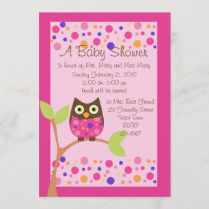 Pink Owl Baby Shower Invitation-hotpink by request Invitation