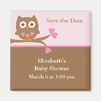 Pink Owl Baby Shower Save the Date