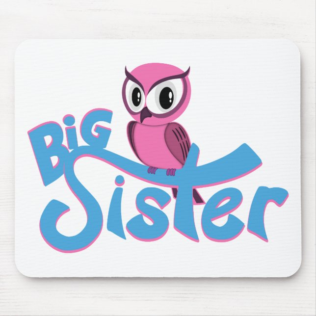 Pink Owl Big Sister Mouse Pad (Front)