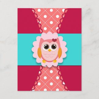 Pink Owl Birthday Invitation for Kids