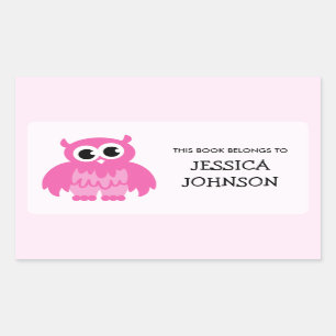 Pink owl book label stickers   School supplies