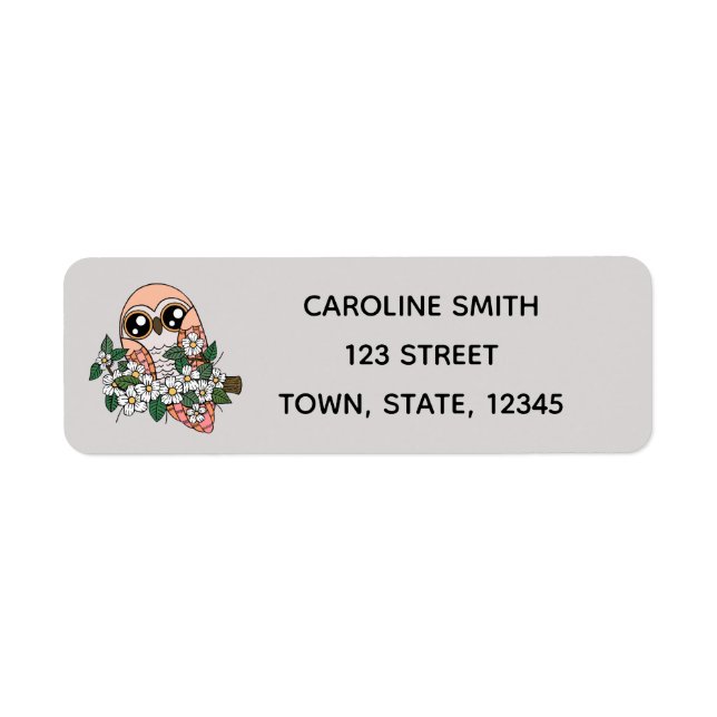 Pink Owl Custom Address Labels (Front)