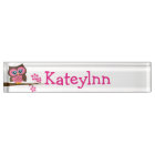 Pink Owl Custom Monogram Name Plate