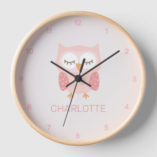 Pink owl customised clock