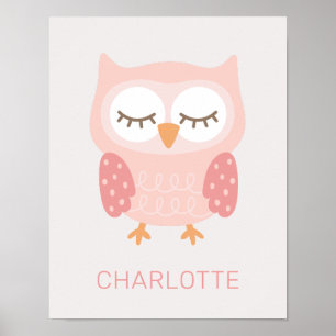 'Pink Owl', cute customised Poster