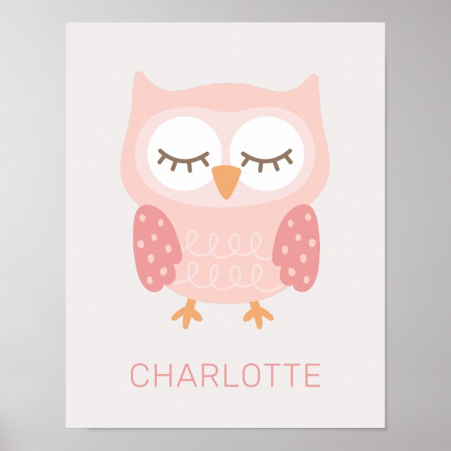 'Pink Owl', cute customised  Poster (Front)