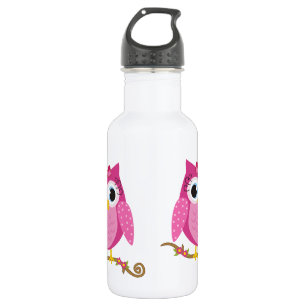 Pink Owl design 532 Ml Water Bottle