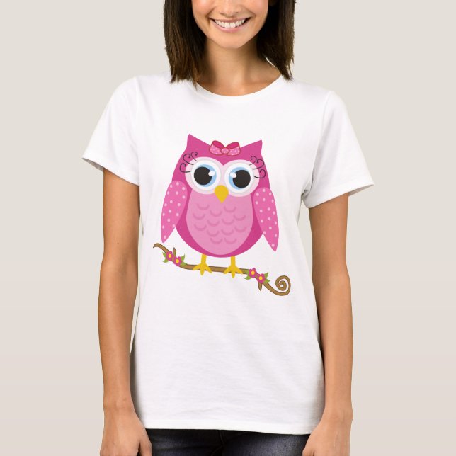 Pink Owl design Gifts T-Shirt (Front)
