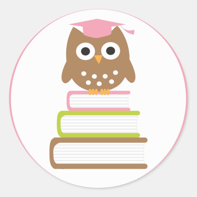 Pink Owl Graduation Envelope Seals (Front)