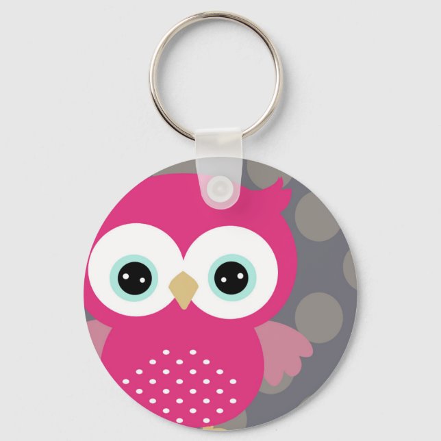 Pink Owl Key Ring (Front)