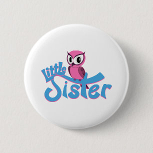 Pink Owl Little Sister 6 Cm Round Badge