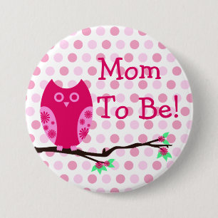 Pink Owl "Mum To Be" Baby Shower Button
