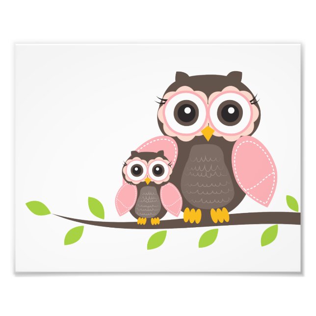 Pink Owl Nursery Wall Art for Girl Poster (Front)