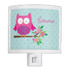 Pink Owl on a Branch Personalised Light Night
