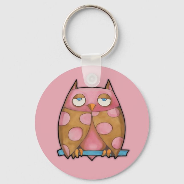 Pink Owl pink Keychain (Front)