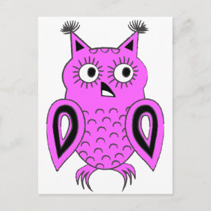 Pink Owl Postcard