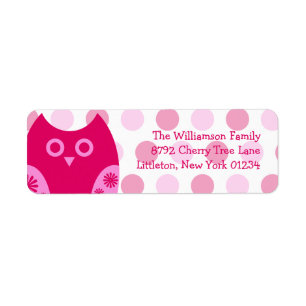 Pink Owl Return Address Labels