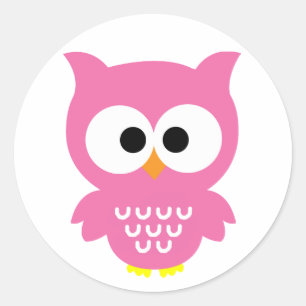 Pink owl stickers! classic round sticker