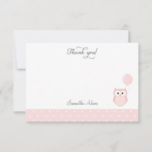 Pink Owl Thank You Card
