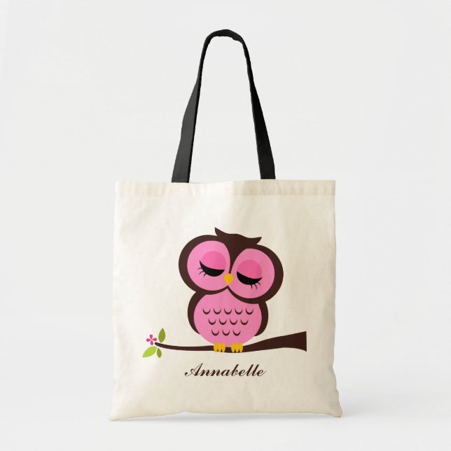 Pink Owl Tote Bag (Front)