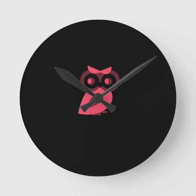 Pink Owl Wall Clock (Front)