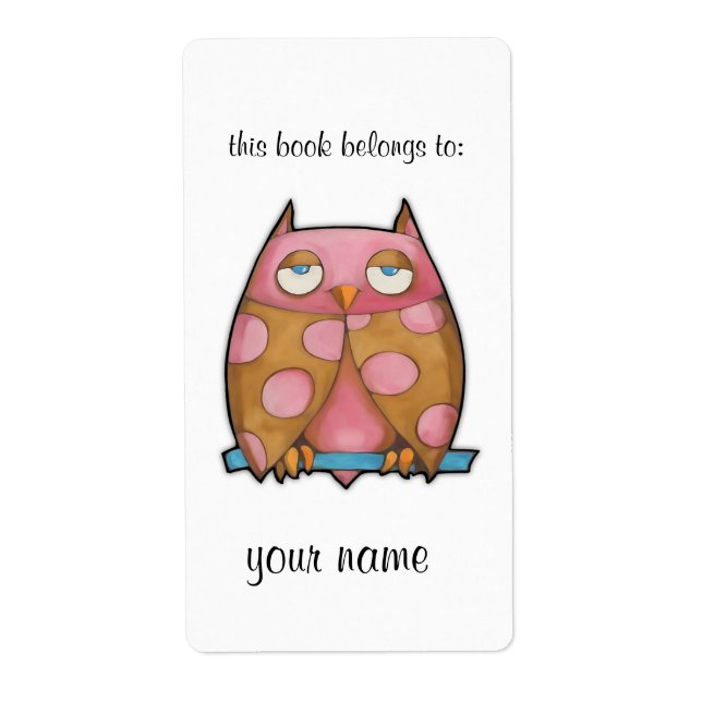 Pink Owl white Bookplate (Front)