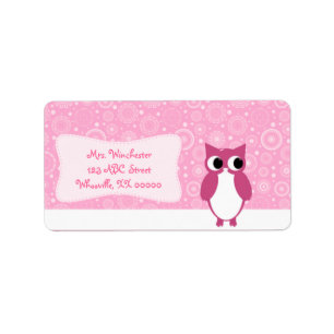 Pink Owl with Retro Circles Label