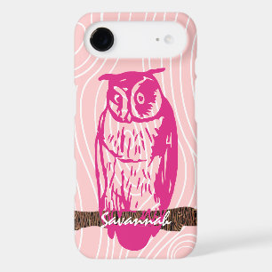 Pink Owl Wood Grain Pattern Choose Your Colour