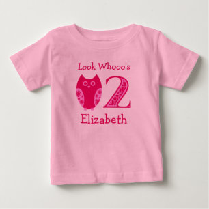 Pink Owls 2nd Birthday Personalised T-Shirt